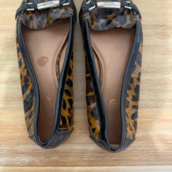 Coach Berdina Patent Leather Leopard Cheetah Flats Loafers Moccasins Size 9.5 - Picture 7 of 13